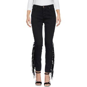 GAELLE PARIS Black Fringe & Studded Jeans – Size 27 – Made in Italy – BNWOT
